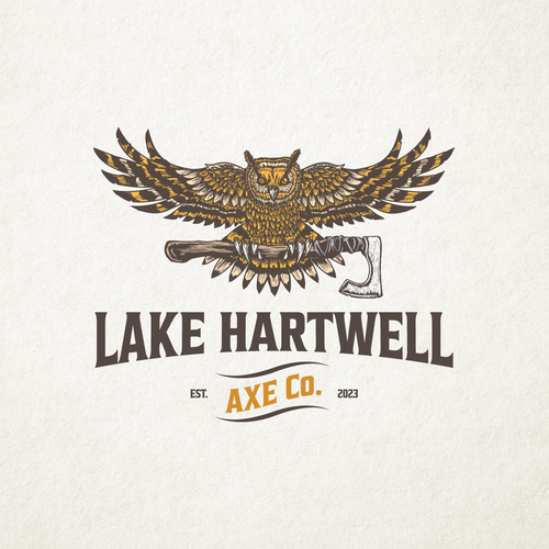 Axe design with the title 'Lake Hartwell Axe Co.'