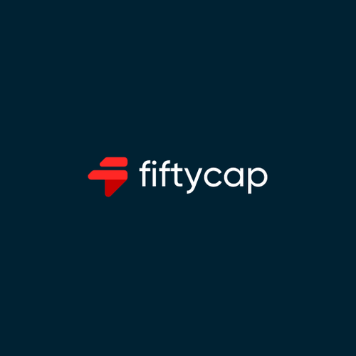 Abstract arrow logo with the title 'fiftycap'
