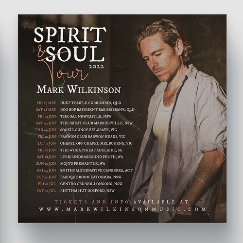 Tour design with the title 'Poster for Mark Wilkinson'