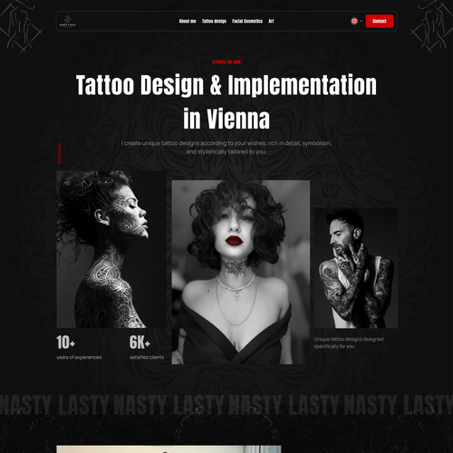 Dark website with the title 'Tattoo artist'