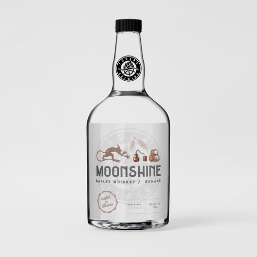 Rustic label with the title 'Label for Moonshine bottle'