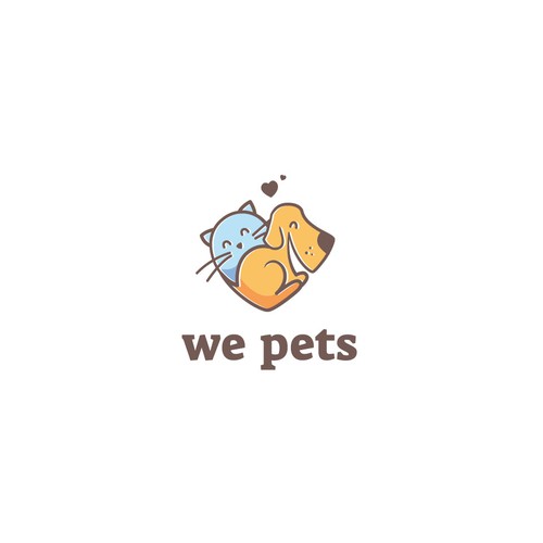 Cat and dog logo with the title 'We love pets (For Sale)'