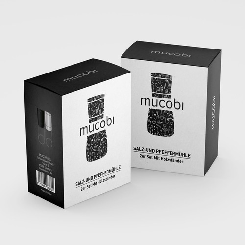 Kitchen packaging with the title 'Salt & Pepper Grinder Packaging'
