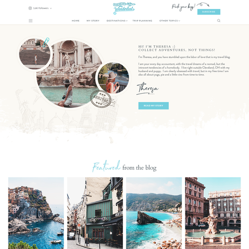 Blogger design with the title 'Travel Blog Homepage'