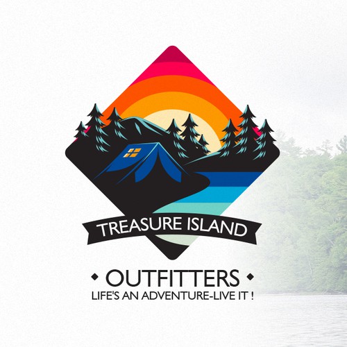 Kayaking logo with the title 'Treasure Island. '