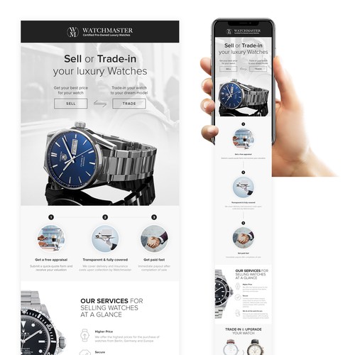 Watch design with the title 'Email design for WatchMaster'