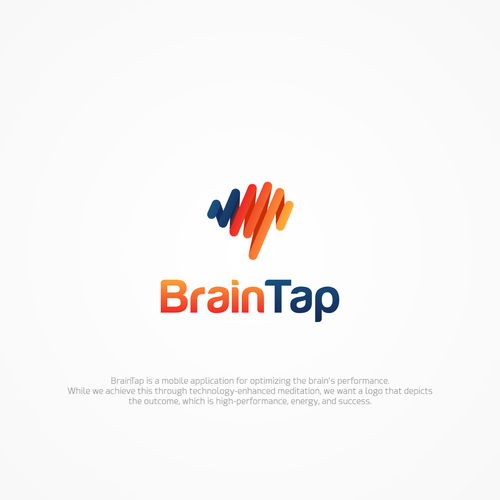 Brain logo with the title 'Create a high-energy design for a brain performance mobile app'