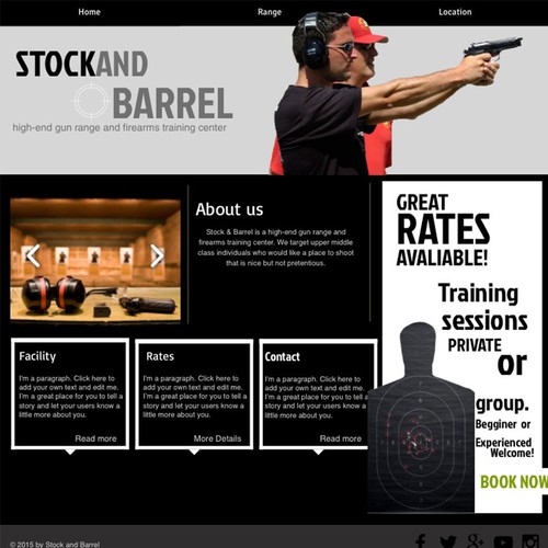 Eye-catching website with the title 'Gun Rage and Training Center Web Page'