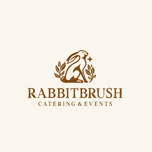 Brush and comb logo with the title 'Rabbitbrush Catering & Events'