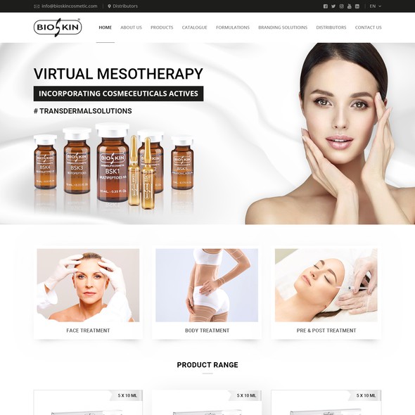 HTML website with the title 'Website for Bioskin'