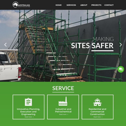 Australia website with the title 'Web Page Design for Australian Scaffolding'