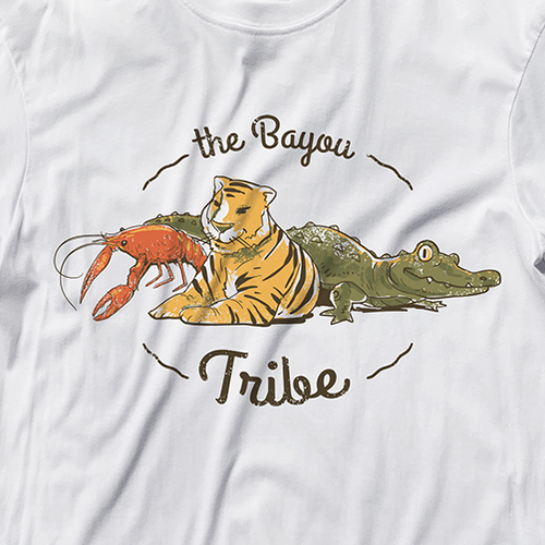 Alligator design with the title 'the bayou tribe'