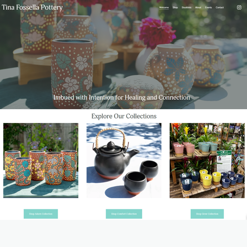 Ceramic design with the title 'E-commerce Website - Pottery Artist'