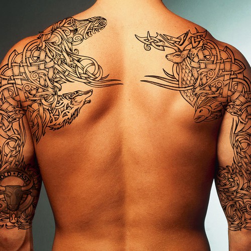 Linework design with the title 'Back tattoo'