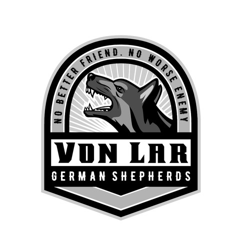 Canine logo with the title 'Von Lar German Shepherds'