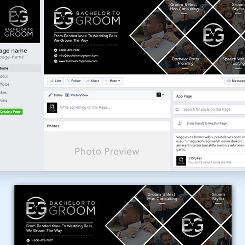 Promotional design with the title 'Facebook cover for wedding planner company'
