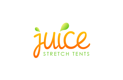 Green and orange logo with the title 'Juice Stretch Tents '