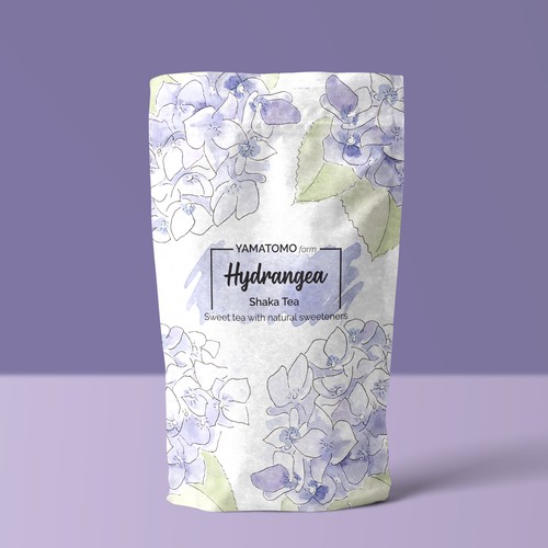Plant packaging with the title 'Hydrangea tea'