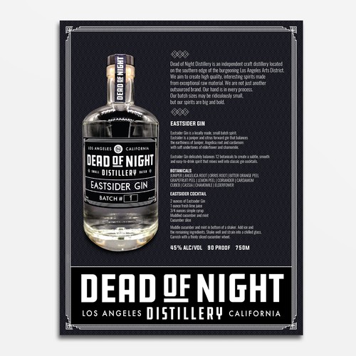 Border design with the title 'One page flyer for Eastsider Gin'