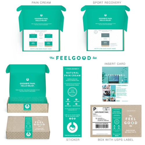 Subscription box packaging with the title 'Package For High End Sports Lotions'