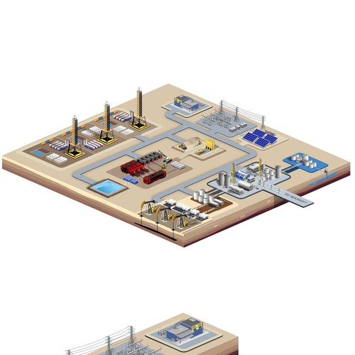 CorelDRAW illustration with the title 'Integrated Oil & Gas Operations Ecosystem'