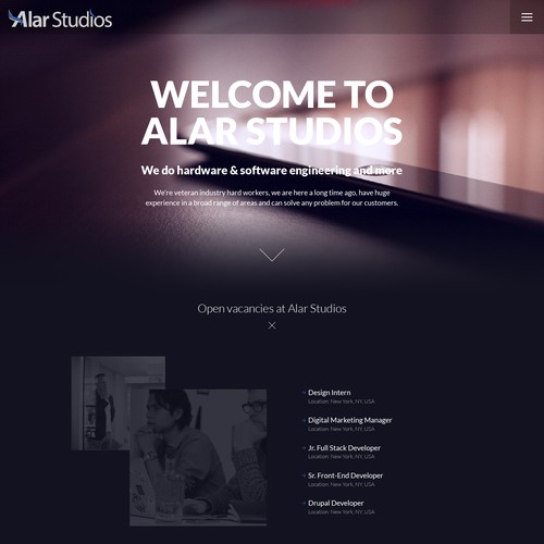 Futuristic website with the title 'Website for a technology company.'