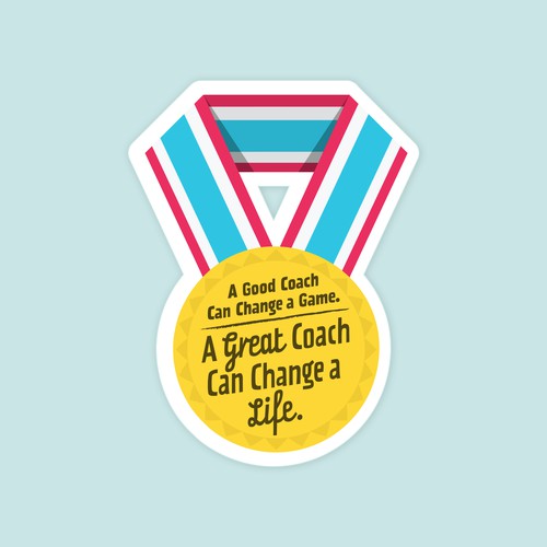 Medal design with the title 'Vinyl sticker for sports coaches'