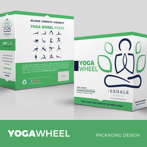 Fitness packaging with the title 'Yoga Wheel Packaging design'