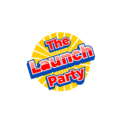 Pop culture logo with the title 'The Launch Party logo'