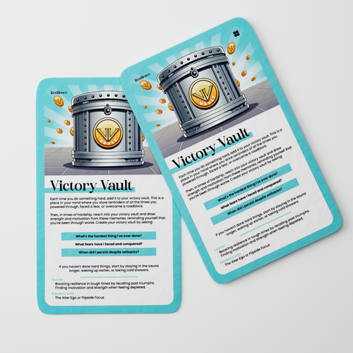 Vault design with the title 'victory vault illustration card design'