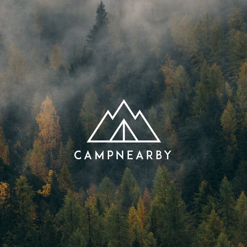 Tent design with the title 'Minimal logo for a Camping Website'