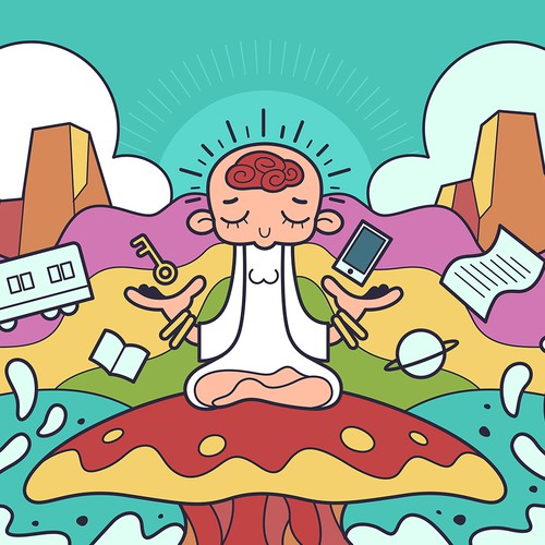 Cartoon artwork with the title 'Illustration for facebook cover'