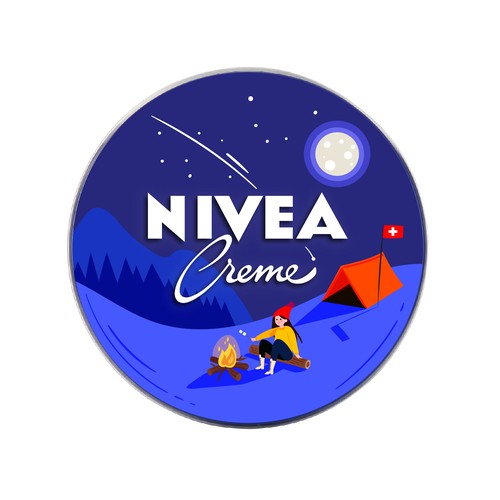Packaging artwork with the title 'NIVEA Creme Swiss Anniversary Edition packaging '