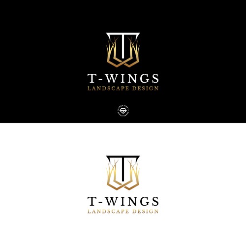 Black and gold logo with the title 'Landscaping design company that appeals to the upper echelon'