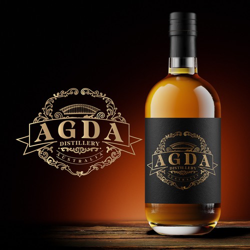 Alcohol brand with the title 'Premium Vintage Logo & Label Design for Artisan Distillery'
