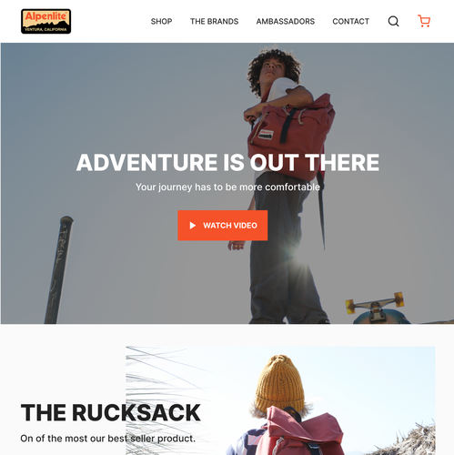 Title design with the title 'Landing Page for Backpack Brand'