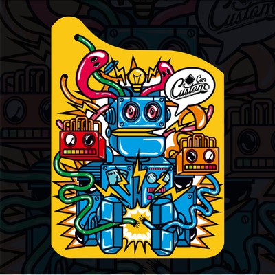 Bold Robot Charater Illustration for Jerry Cans