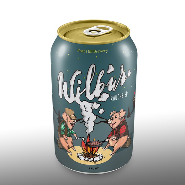 Cartoon label with the title 'Beer can design'