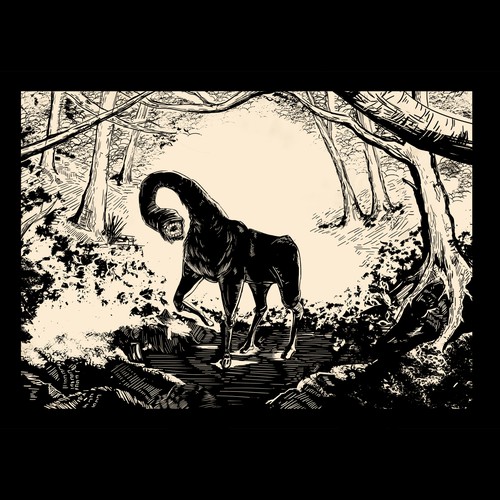 Woodcut design with the title 'Illustration woodcut'