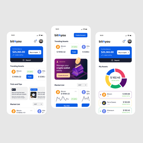 Wallet design with the title 'Cryptocurrency App'