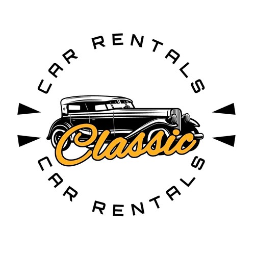 Vintage car logo with the title 'Classic Car Rental'