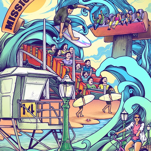 Artwork with the title 'Mission Beach'