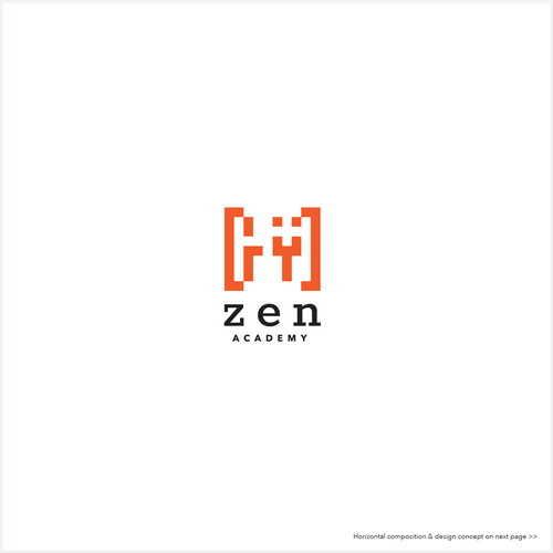 Conceptual brand with the title 'Zen Academy logo design proposal'