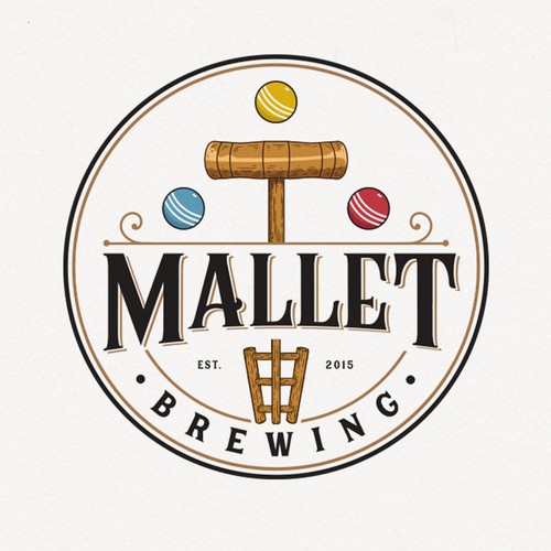 Creative-drawing logo with the title 'Mallet Brewing'