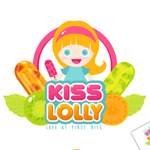 Catering design with the title 'Kiss Lolly, love at first bite'