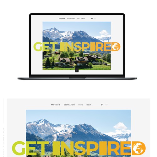 Travel website with the title 'Webdesign for a company active in the segment of educational travel'