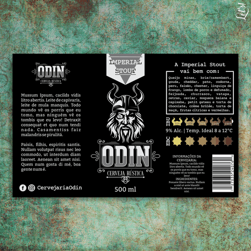 Craft beer label with the title 'Beer Label for Odin's Brewery '