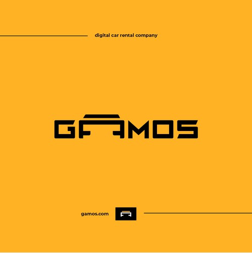 Black and yellow logo with the title 'Gamos App'