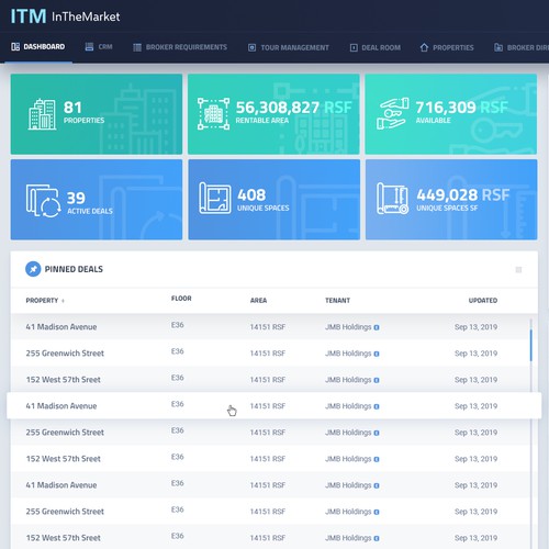 CRM design with the title 'Real estate platform'