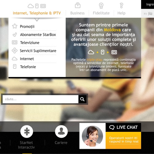 Parallax website with the title 'Rollover Useful Tables :: StarNet - Romania'